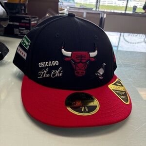 STAPLE X New Era Chicago Bulls 59Fifty Fitted Hat NBA Red Low Profile Cap NEW